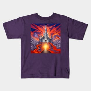 Dragon Castle Psychedelic Fantasy Kids T-Shirt